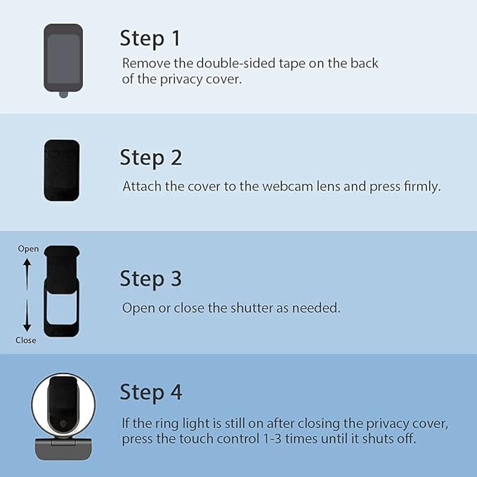 NexiGo N680E 1080P Webcam with Ring Light, Privacy Cover and Dual Microphone, Advanced Auto-Focus, Adjustable Brightness, Streaming Web Camera for Zoom Skype Facetime, PC Mac Laptop Desktop