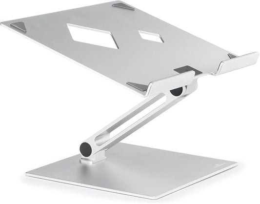 Durable Folding Adjustable Laptop & Tablet Holder - Non Slip Silver Aluminum Laptop Mount for 10" - 17" Laptops - Portable Laptop Stand Folds for Easy Storage