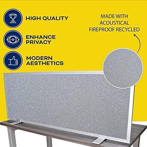 OBEX Acoustical Free Standing Privacy Screen, Cubicle Accessories Desk Privacy Panel, Desk Dividers for Office, Office Furniture Partitions Portable Sound Proof Dividers, 18" x 48", Overcast