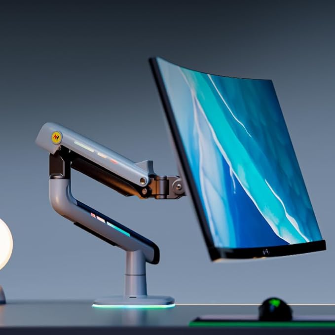 Gaming Monitor Arm for Flat/Ultrawide/Curved Monitors 32 to 60 inch, Heavy Duty Monitor Stand Load up to 20 kg, VESA 75/100 mm Mount (Lake Blue)