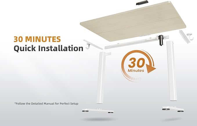 YDN Electric Standing Desk Adjustable Height, 40 x 24 Inches Stand up Desk with Cable Management, Home Office Desks with Splice Board & White Frame, Nature Top