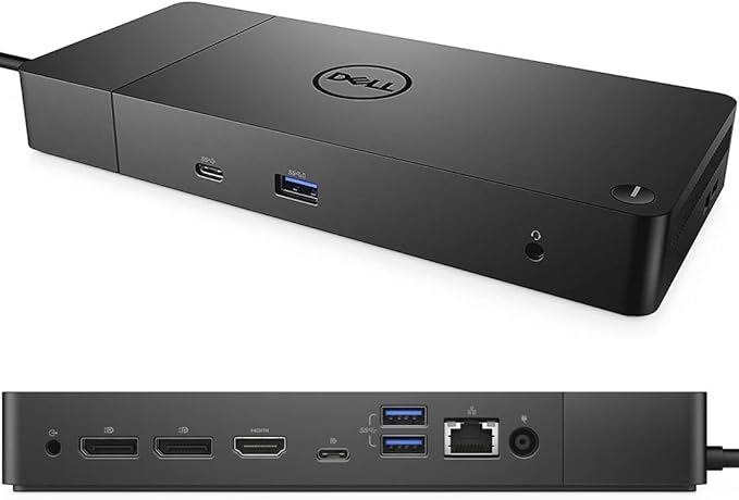 Dell WD19 Docking Station Bundle with USB-C and Dual Monitor Support - Full Package w/Dell WD19 Universal Dock, 180W Power Adapter, Thunderbolt 3 & Ethernet Cable, Cleaning Cloth (Renewed)