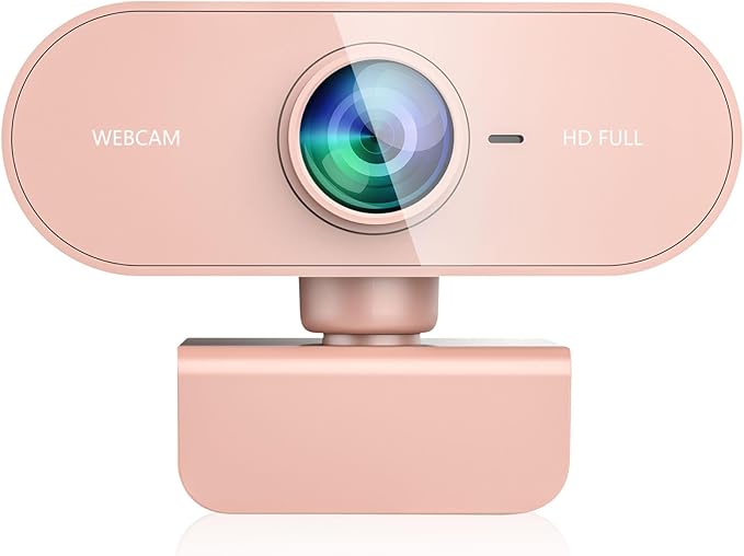 Webcam for pc with Microphone,Full Hd 1080P Pink Streaming Web Cam with Mic for Mac Laptop, Small Computer Camera for Desktop,Cheap Face Cam for Video Conference,Zoom, Gaming Microsoft Teams Meet