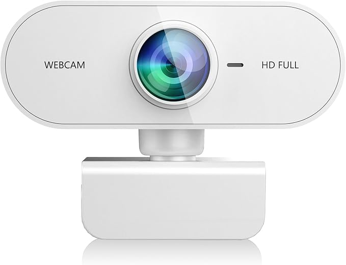 Webcam for pc with Microphone,Full HD 1080P White Streaming Web Cam for Mac Laptop, Mini USB C External Clip Computer Camera for Desktop,Cheap Facecam for Video Conference,Gaming Skype Meeting Teams