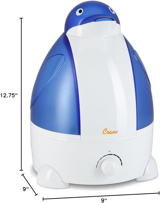 Crane Animal Humidifier for Bedroom, 1 Gal. Cool Mist Humidifier for Baby Nursery with Auto Shut-Off, Easy to Clean, Penguin