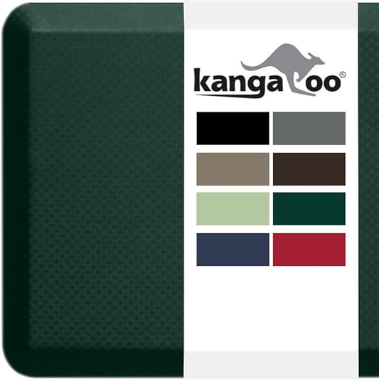KANGAROO Thick Ergonomic Anti Fatigue Mats for Kitchen Floor, 48x20, Cushioned Standing Office Desk Mat, Waterproof Scratch Resistant Topside, Supportive All Day Comfort Padded Foam Rugs, Hunter Green