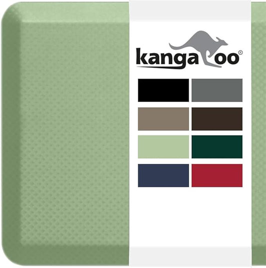 KANGAROO Thick Ergonomic Anti Fatigue Mats for Kitchen Floor, Cushioned Standing Office Desk Mat, Waterproof Scratch Resistant Topside, Supportive All Day Comfort Padded Foam Rugs, 20x32, Sage Green