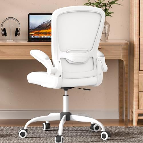 Mimoglad Ergonomic High Back Mesh Office Chair, Adjustable Lumbar Support, Thickened Seat Cushion (Modern, Ivory White)