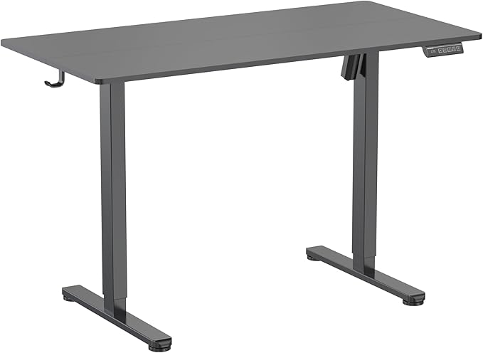 Electric Standing Desk 48 x 24 Inches - Height Adjustable Sit Stand Desk with Black Top & Black Frame, Home Office Desk for Work/Gaming, Quiet Motor, Memory Presets, Black