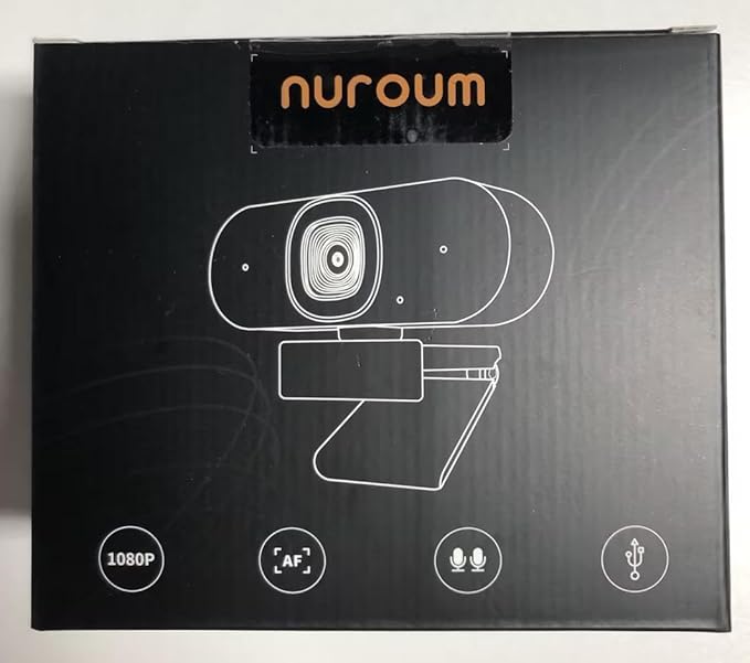 NUROUM V15AF 2K Webcam for PC, 1080p 60FPS AutoFocus Web Camera with Microphone, Privacy Cover and Mute, 75°FOV Dual Microphone USB FHD Computer Camera, Plug and Play for Zoom/Skype/Teams, White