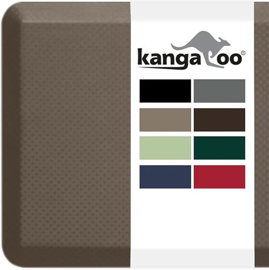 KANGAROO Thick Ergonomic Anti Fatigue Mats for Kitchen Floor, 58x20, Cushioned Standing Office Desk Mat, Waterproof Scratch Resistant Topside, Supportive All Day Comfort Padded Foam Rugs, Cappuccino