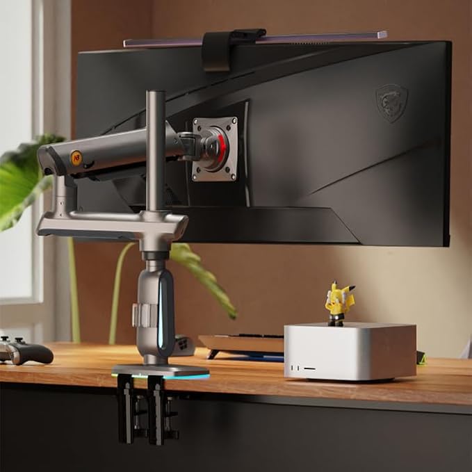 Gaming Monitor Arm for Flat/Ultrawide/Curved Monitors 32 to 60 inch, Heavy Duty Monitor Stand Load up to 20 kg, VESA 75/100 mm Mount G80 (Grey Black)