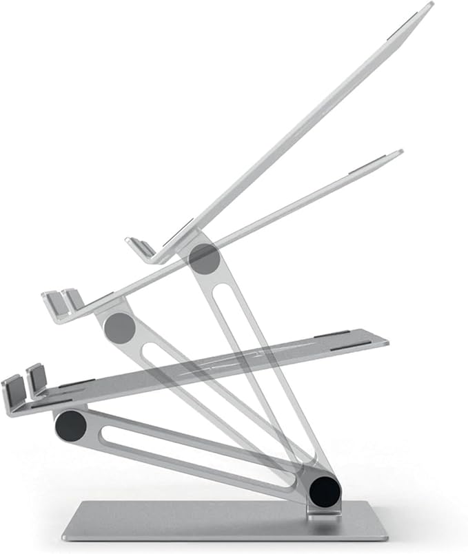 Durable Folding Adjustable Laptop & Tablet Holder - Non Slip Silver Aluminum Laptop Mount for 10" - 17" Laptops - Portable Laptop Stand Folds for Easy Storage