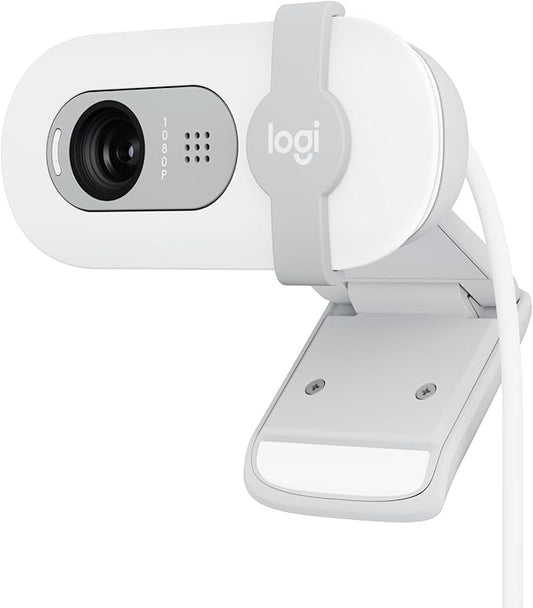 Logitech Brio 100 Full HD 1080p Webcam for Meetings, Streaming, Desktop, Laptop, PC - Built-in Mic, Shutter, USB-A, Teams, Zoom - Off-White