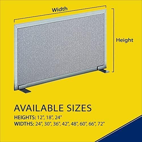 OBEX Acoustical Free Standing Privacy Screen, Cubicle Accessories Desk Privacy Panel, Desk Dividers for Office, Office Furniture Partitions Portable Sound Proof Dividers, 12" x 72", Overcast