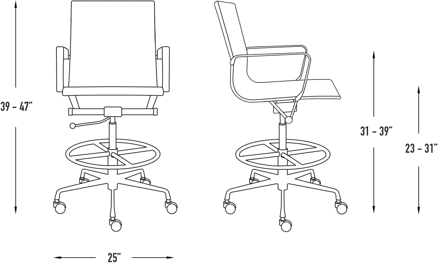 Laura Davidson Furniture SOHO II Ribbed Drafting Chair for Standing Desks, Standing Desk Chair - Ergonomically Designed, Draft Height, Arm Rest & Cushion, Made of Poly-Cotton Fabric,Dark Blue Fabric