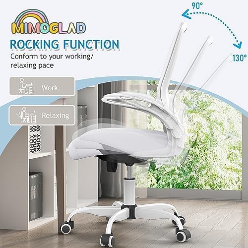 Mimoglad Ergonomic High Back Mesh Office Chair, Adjustable Lumbar Support, Thickened Seat Cushion (Modern, Ivory White)
