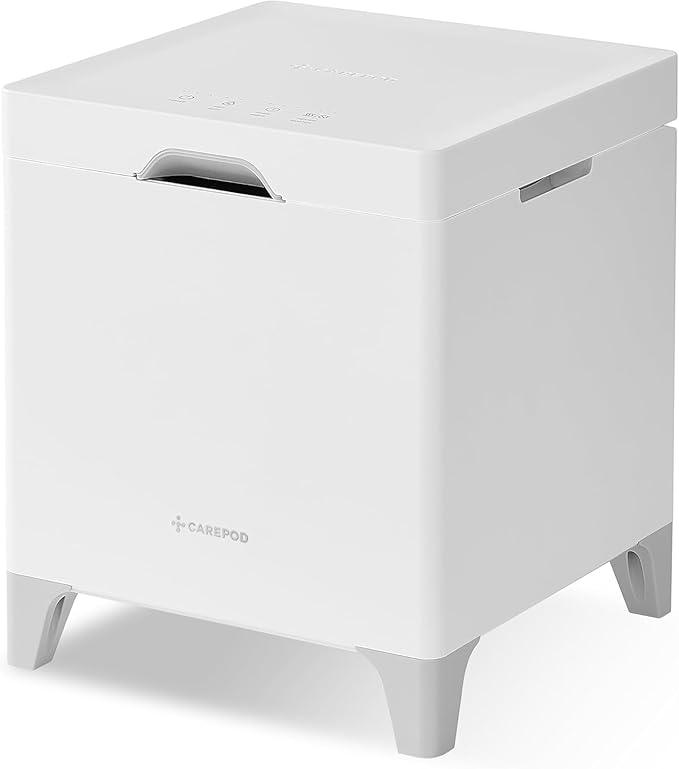 Carepod Cube Plus X50V Stainless Steel Humidifier - Easy to Clean, 3 Mist Level settings, Auto-Humidity & Auto Shut-Off Feature, One Touch Built-in Sanitization, No Filters, Lasts 32Hrs (1.1Gal/4.2L)