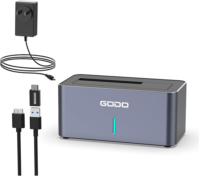 GODO SAS/SATA Hard Drive Docking Station Adapter, 2.5/3.5 inch USB 3.0 External SAS Enclosure, HDD SSD Converter with 12V/2.5A Power Adapter 20TB 10Gbps Tool Free…