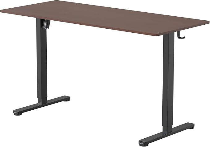 NSY Audio Electric Standing Desk 55x24 Inches - Height Adjustable, Whisper Quiet Motor, Walnut Top & Black Frame for Home Office Gaming, Focused Work, Walnut Brown