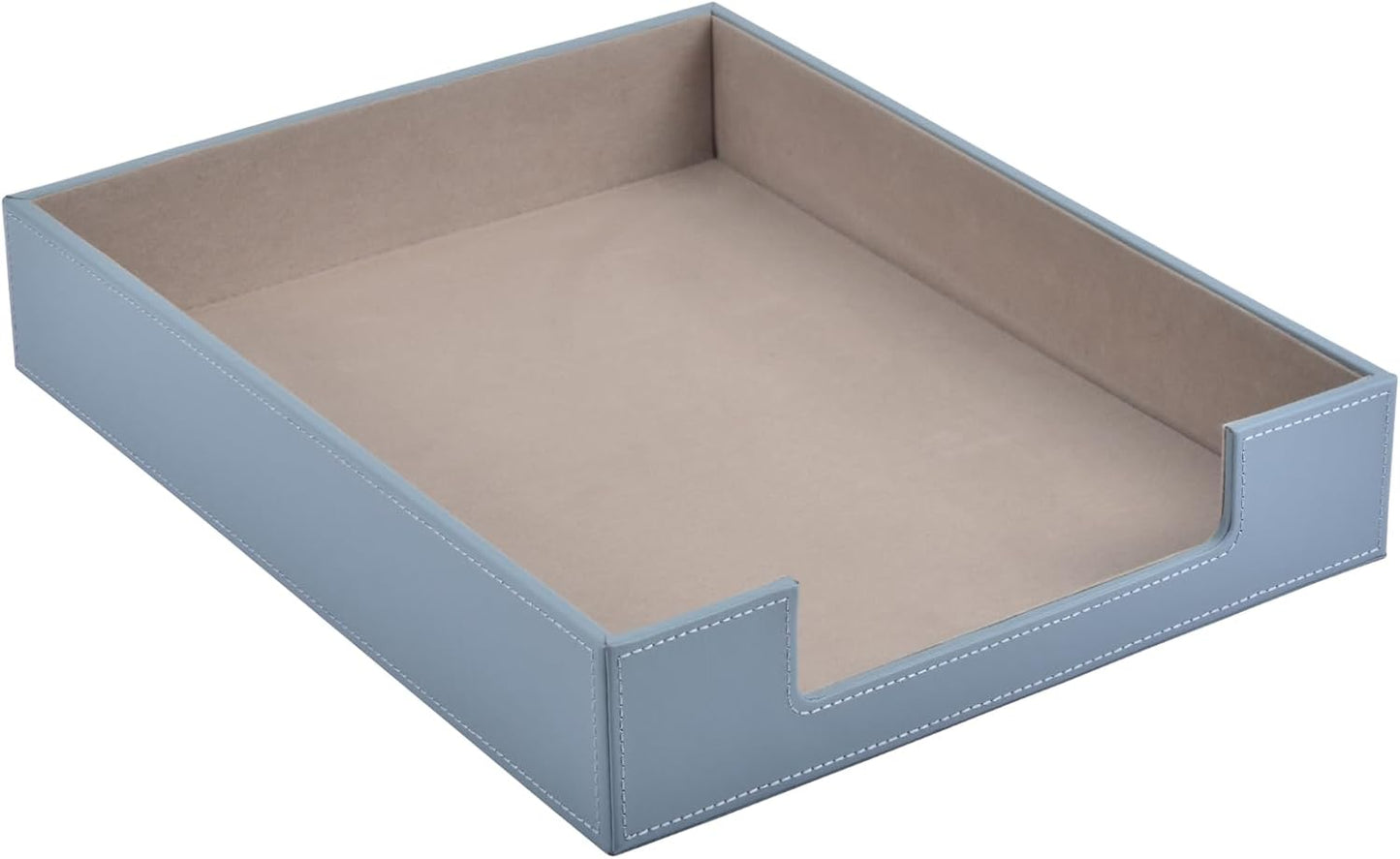 Leather Letter Tray,Stackable File Document Tray,Desk Organizer for Office Supplies,A4 Paper Case Rack,Desktop Organization,Pen Mail Magazine Storage Box (Grey)