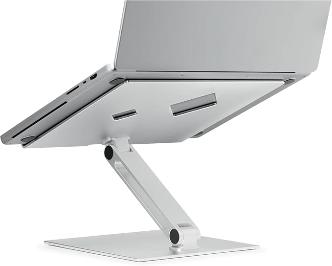 Durable Folding Adjustable Laptop & Tablet Holder - Non Slip Silver Aluminum Laptop Mount for 10" - 17" Laptops - Portable Laptop Stand Folds for Easy Storage