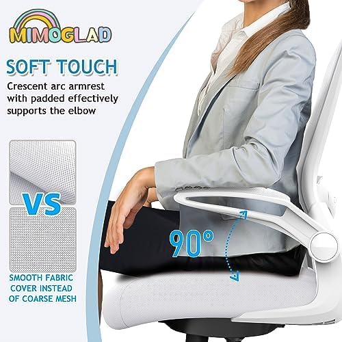 Mimoglad Ergonomic High Back Mesh Office Chair, Adjustable Lumbar Support, Thickened Seat Cushion (Modern, Ivory White)