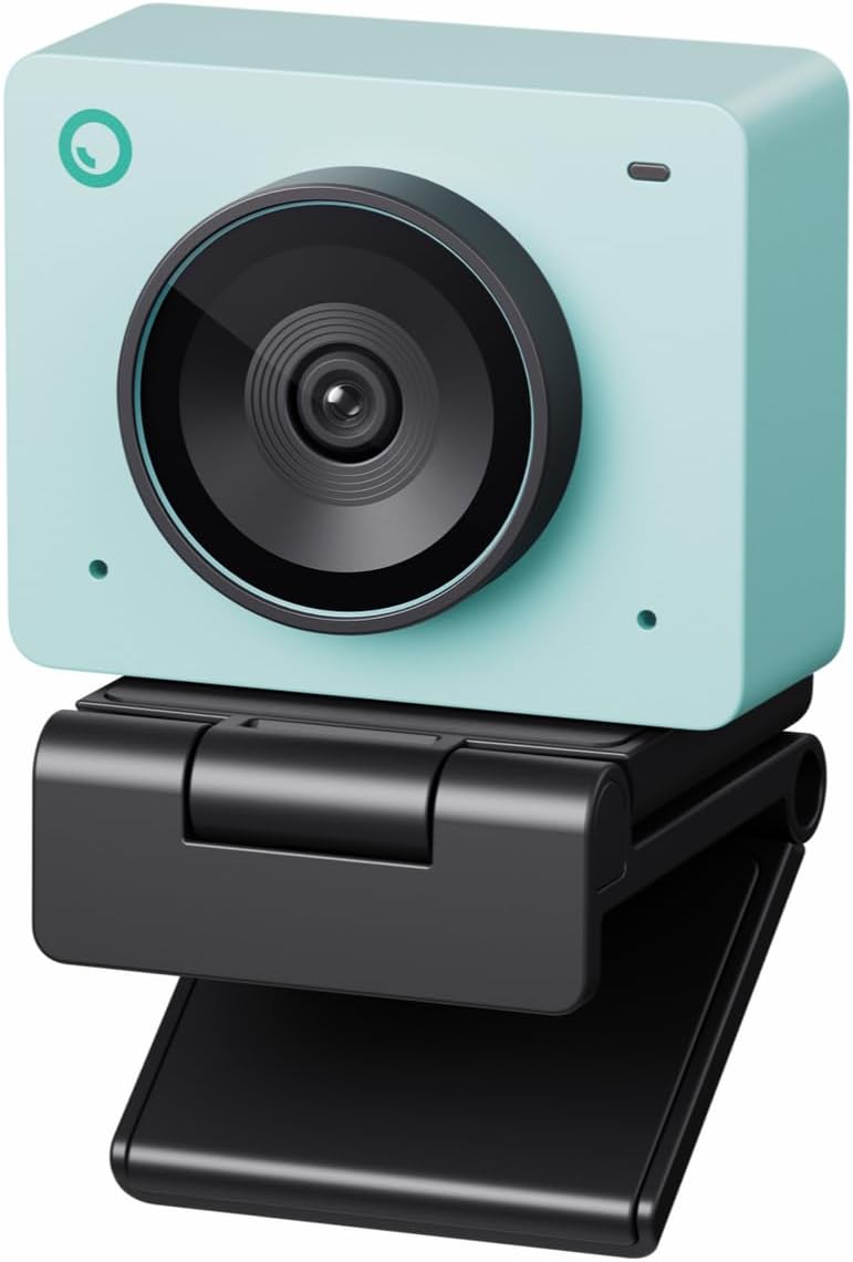 OBSBOT Meet 2-4K Webcam for PC with 1/2" Sensor, AI Framing & Autofocus, Beauty Mode, Lightweight, Gesture Control, HDR, Dual Microphone, 60 FPS, Web Cam for Streaming, Meeting, Gaming. (Aurora Green)