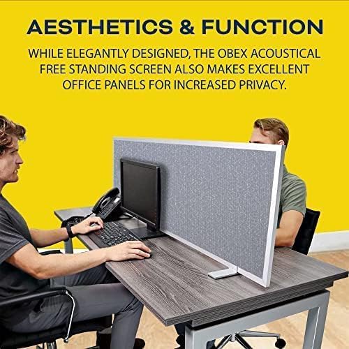 OBEX Acoustical Free Standing Privacy Screen, Cubicle Accessories Desk Privacy Panel, Desk Dividers for Office, Office Furniture Partitions Portable Sound Proof Dividers, 18" x 66", Twilight