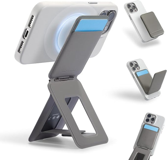 MOFT Phone Tripod Wallet, 3 in 1 Phone Stand MagSafe, NFC-Supported Magnetic Phone Wallet, MOVAS Vegan Leather Adjustable Card Holder, Taupe