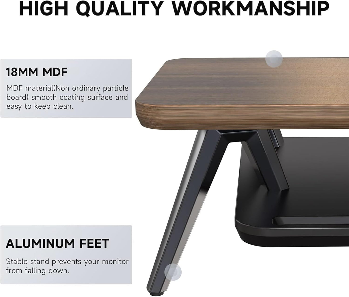 Fenge Dual Monitor Stand, Monitor Riser for 2 Monitors with Adjustable Laptop Riser , 42.5 Inch Desk Shelf for Top of Desk with Phone Holder& Headphone Stand