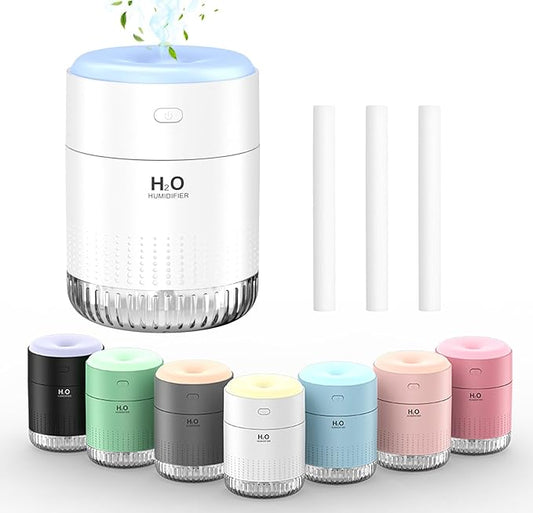 SZO Portable Small Humidifier, 2025 NEW USB Personal Desktop Humidifiers for Bedroom Travel Office Home, 2 Mist Modes Quiet, Auto Shut-Off(500ml, White)