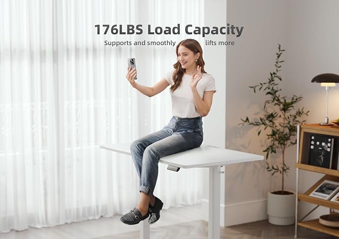 YDN Electric Standing Desk, 40x24 Inch Adjustable Height Stand up Desk, Sit Stand Home Office with Splice Board, White