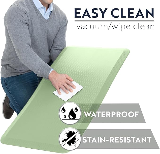 KANGAROO Thick Ergonomic Anti Fatigue Mats for Kitchen Floor, 39x20, Cushioned Standing Office Desk Mat, Waterproof Scratch Resistant Topside, Supportive All Day Comfort Padded Foam Rugs, Sage Green