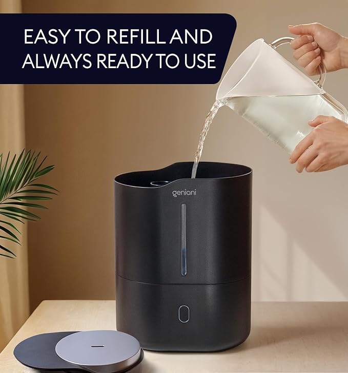 GENIANI Ultrasonic Cool Mist Humidifier for Bedroom, Large Rooms, Home, 4L - Easy Fill & Clean Humidifier for Plants w/Auto Shut-off, 40H Runtime - Quiet, Top Fill Air Humidifier & Vaporizer for Baby