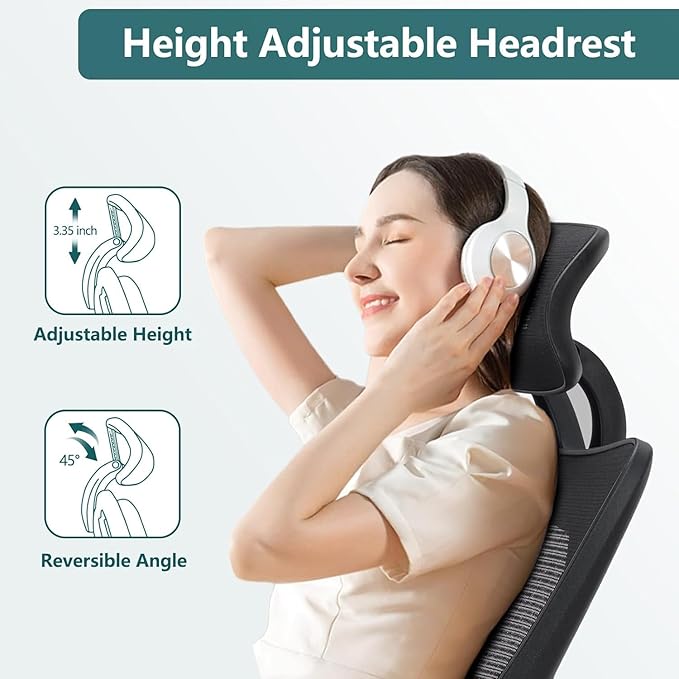 Home Office Desk Chair,2D Armrest Adjustable Lumbar Support & Headrest,Ergonomic High Back Rolling Work Swivel Computer Chairs with Wheels,135°Tilt Function, Inky