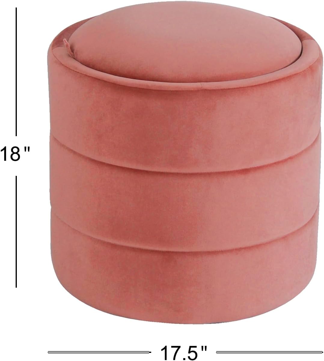 HomePop Storage Round Ottomanwith Removable Lid Home Décor|Upholstered Round Velvet Foot Rest Ottoman - Blush Pink Velvet