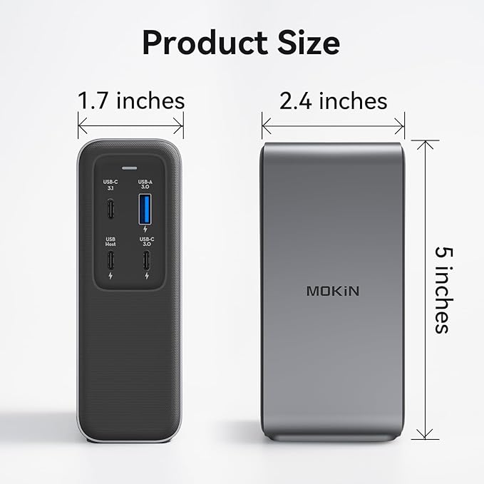 100W GaN Charger USB-C Docking Station, 4K HDMI, 10 Gbps Fast Data Transfers, Gigabit Ethernet Port, USB C Dock for MacBook Pro, Dell, iPhone 16/15, iPad, Laptop and More