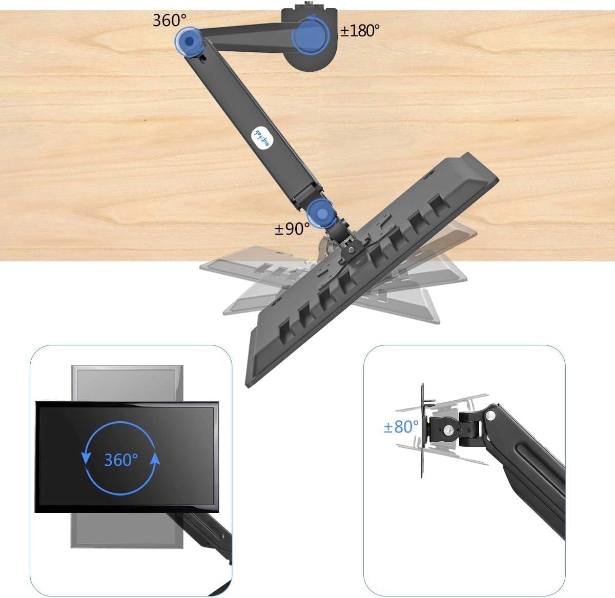 Suptek Monitor Mount Gas Spring Monitor Arm Desk Mount Fully Adjustable Fits 17 20 22 23 24 26 32 inch Monitors Weight Capacity up to 22 lbs
