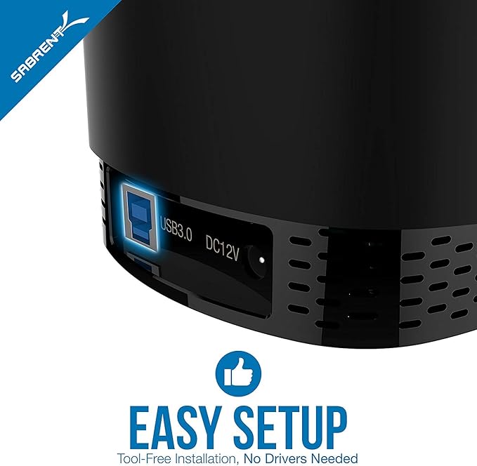 SABRENT USB 3.0 4-Bay 2.5” SATA SSD and HDD Docking Station with Cooling Fan, Tool-Free, Supports Up to 4X 16TB, 5Gbps Transfer, for SATA 2.5” SSD/HDD (Up to 12.5mm), USB 3.0 Compatible - (DS-4SSD)
