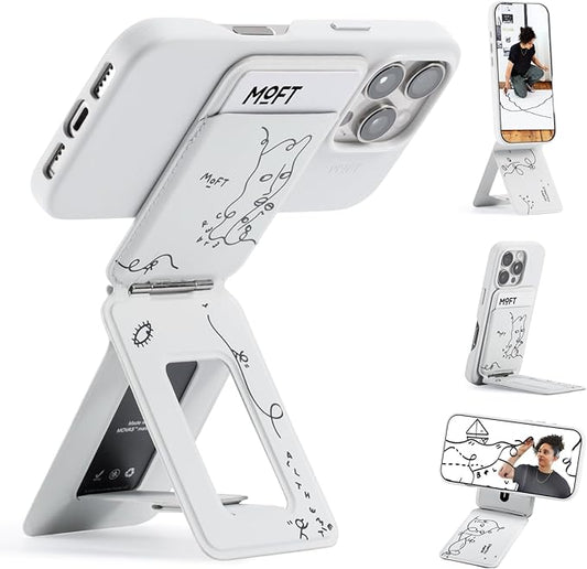 MOFT x Shantell Martin Phone Tripod Wallet for iPhone, Mulit-Angles, Lightweight & Portable Phone Stand, MOVAS Vegan Leather Phone Wallet, Strong Magnets, NFC Card Holder, Misty Cove (with Card Slot)