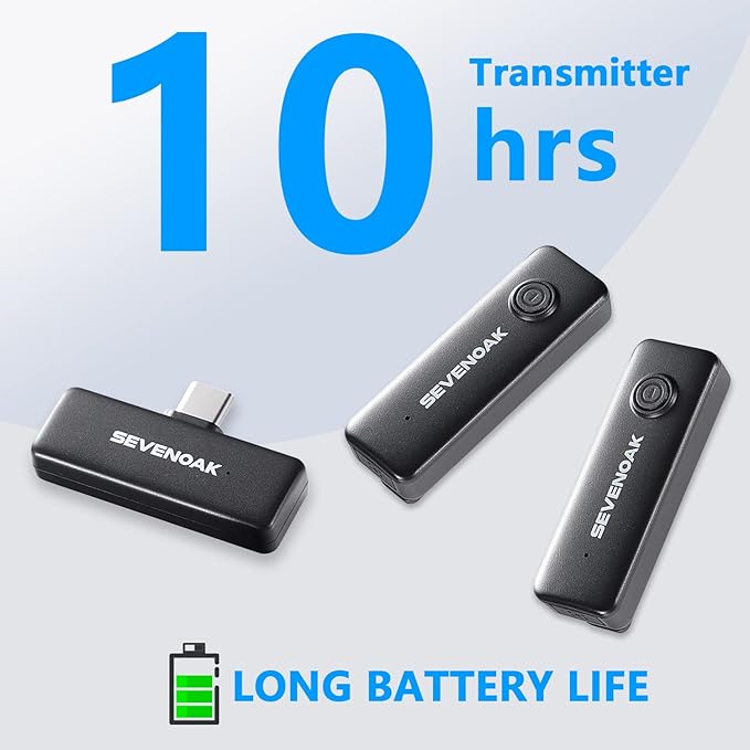 Sevenoak Wireless Lavalier Microphone,USB-C Wireless Clip Mic for Android/Type-C Smartphone Mini Bluetooth Mic for Podcast Facebook YouTube Vlogging Video Recording (SKM-W10-U2)