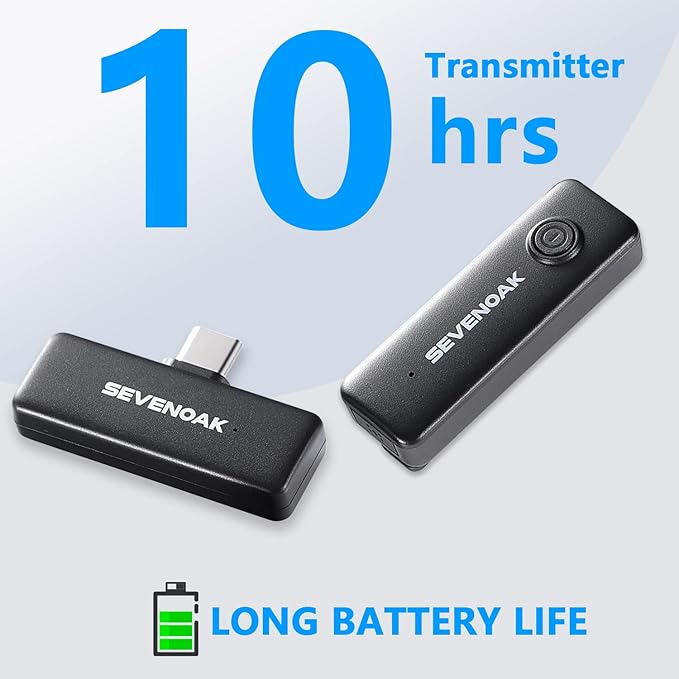 Sevenoak Wireless Lavalier Microphone,USB-C Wireless Clip on Mic for Android/Type-C Smartphone Mini Bluetooth Mic for Podcast Facebook YouTube Vlogging Video Recording (SKM-W10-U1)
