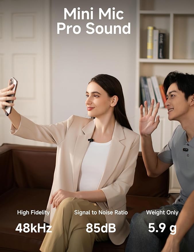 MAONO Wave T1 Mini Wireless Lavalier Microphone for iPhone 16 15, Android, Tablet, PC, Clip on Lapel Mic with USB-C Plug, Noise Cancellation, AI Voice Filter for Video Recording Vlog TikTok YouTube