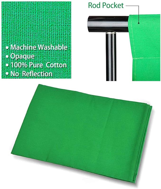 Photo Background Support System with 8.5 x 10ft Backdrop Stand Kit, 6 x 9.5ft 100% Pure Muslin Chromakey Green Screen Backdrop,Clamp, Carry Bag for Photography Video Studio