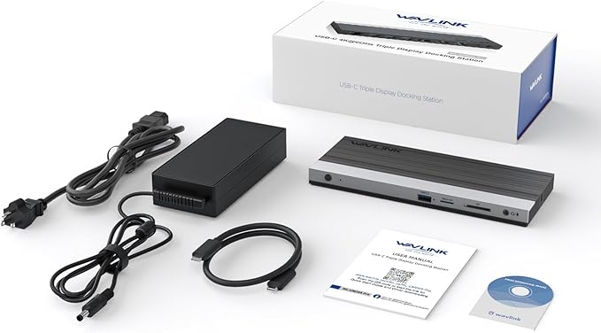 WAVLINK USB C Docking Station 4K Triple Display (2 HDMI + 1 Displayport) with 100W PC Charging, Gigabit Ethernet, 4 USB 3.0, SD/TF Card Slot, Audio, for Dell HP MacBook Lenovo and Other USB C Laptops