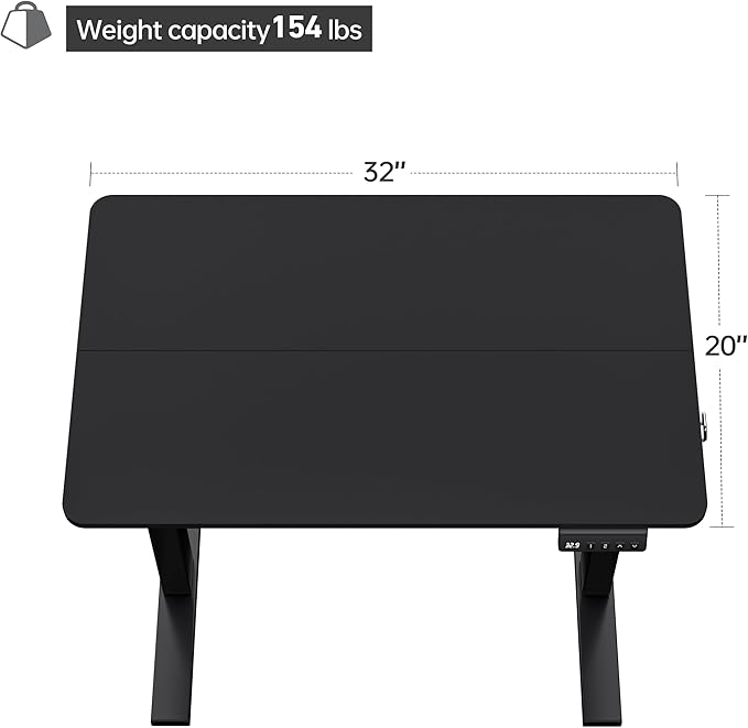 Electric Standing Desk Adjustable Height, 32x20 Inches Sit Stand up Desktop for Home Office, Ergonomic Rising Computer Table with Memory Preset, Rustic Brown