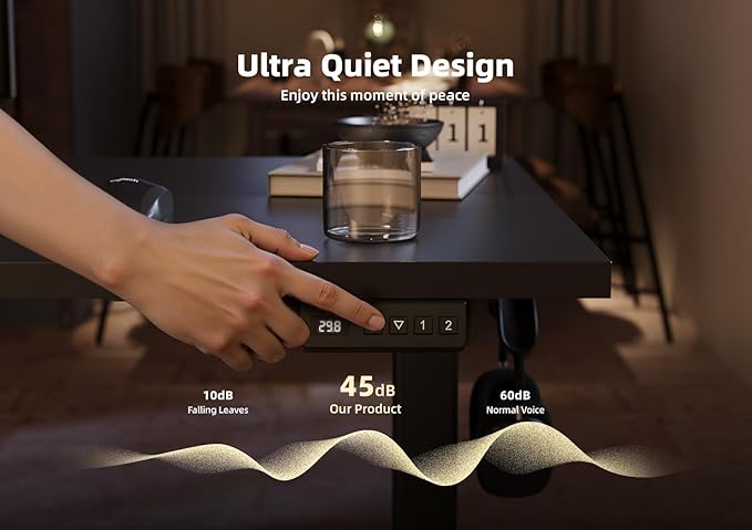 Seang Standing Desk with Adjustable Height, 40x24 Inch Electric Stand Up Desk for Home Office, Studio, Computer Workstation, Black Top