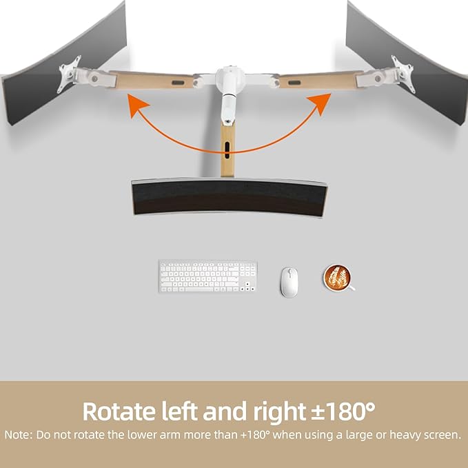 Single White Monitor Desk Arm Mount, Adjustable Gas Spring Support 17-34 Inch, 4.4-19.8lbs Screen, Computer Stand Holder with Clamp/Grommet Mounting Base VESA Bracket M5W-M