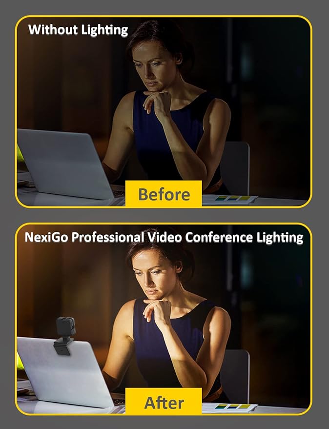 NexiGo Glow Light for Streamers, Enhanced Video Conference Lighting Kit with Webcam Style Clip, Built-in Battery, Dimmable & Rechargeable, for Streaming, Photography, Vlogging